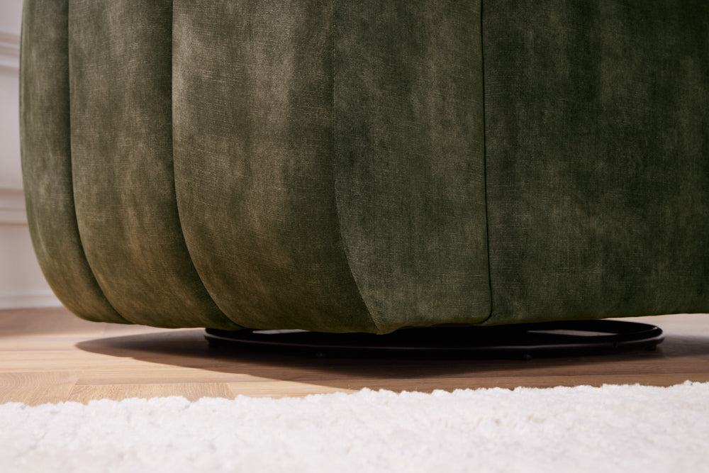 Bequemer Premium Drehsessel SALON Samt dunkelgrün Sessel