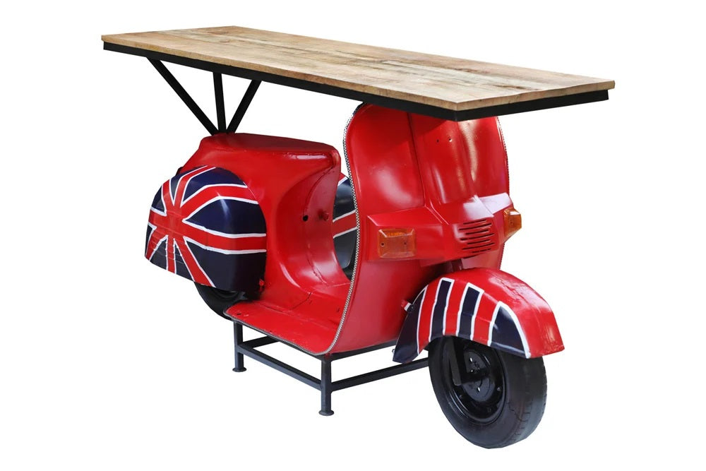 Retro-Tresen Theke SCOOTER 166cm rot Mangoholz