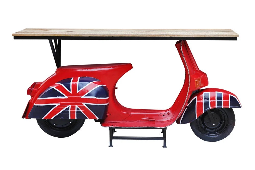 Retro-Tresen Theke SCOOTER 166cm rot Mangoholz