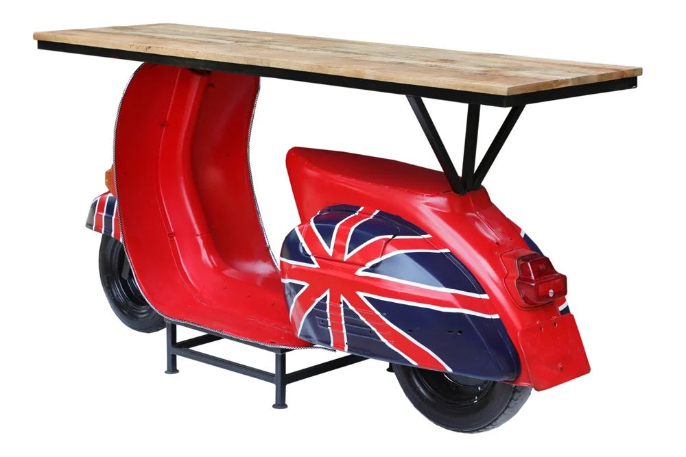 Retro-Tresen Theke SCOOTER 166cm rot Mangoholz