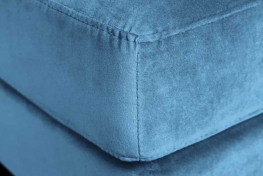 Moderner Hocker COMFORT 80cm blau Samt Taschenfederkern