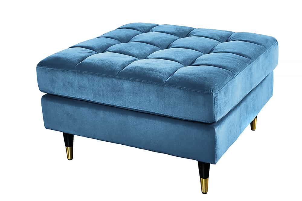 Moderner Hocker COMFORT 80cm blau Samt Taschenfederkern
