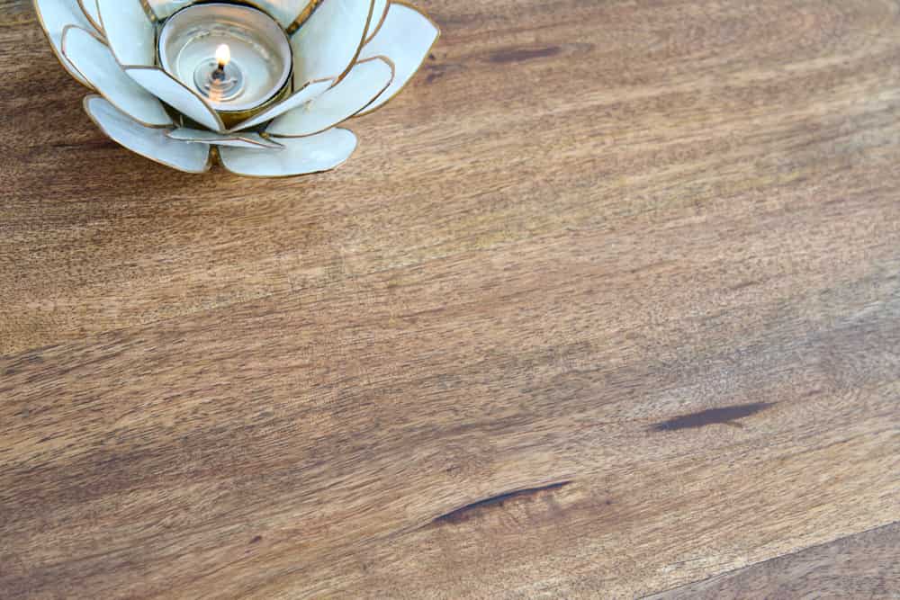 Eleganter Mangoholz Beistelltisch GRACE 45x60cm natural Aluminium