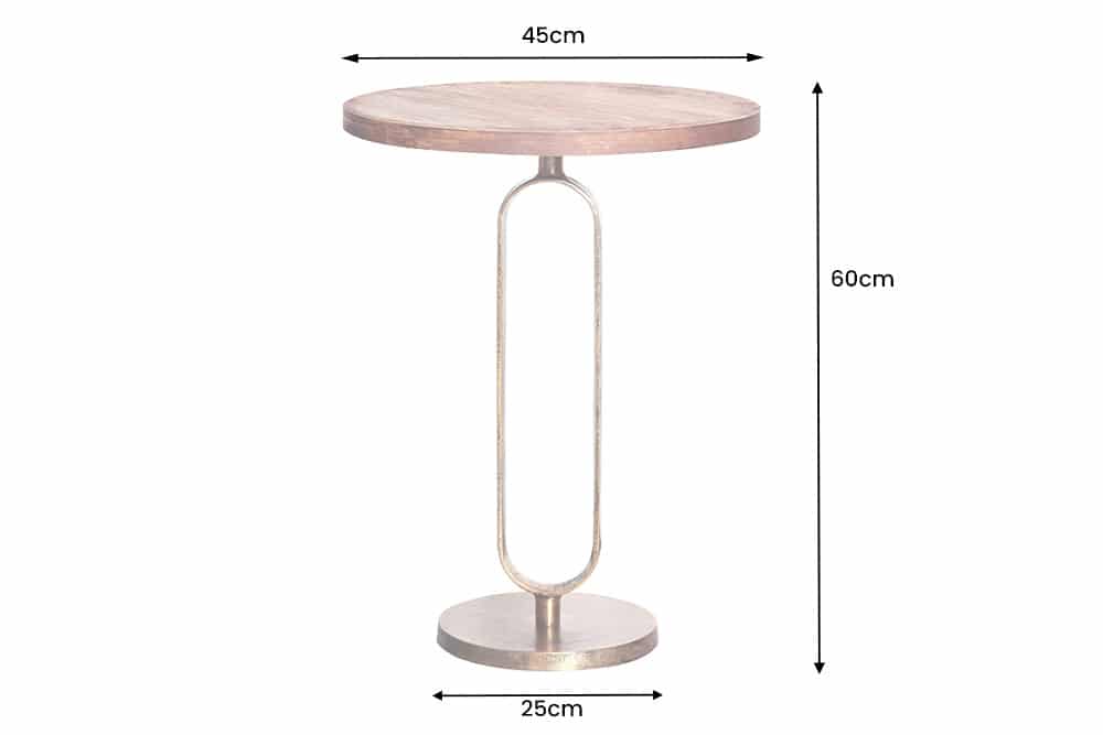 Eleganter Mangoholz Beistelltisch GRACE 45x60cm natural Aluminium