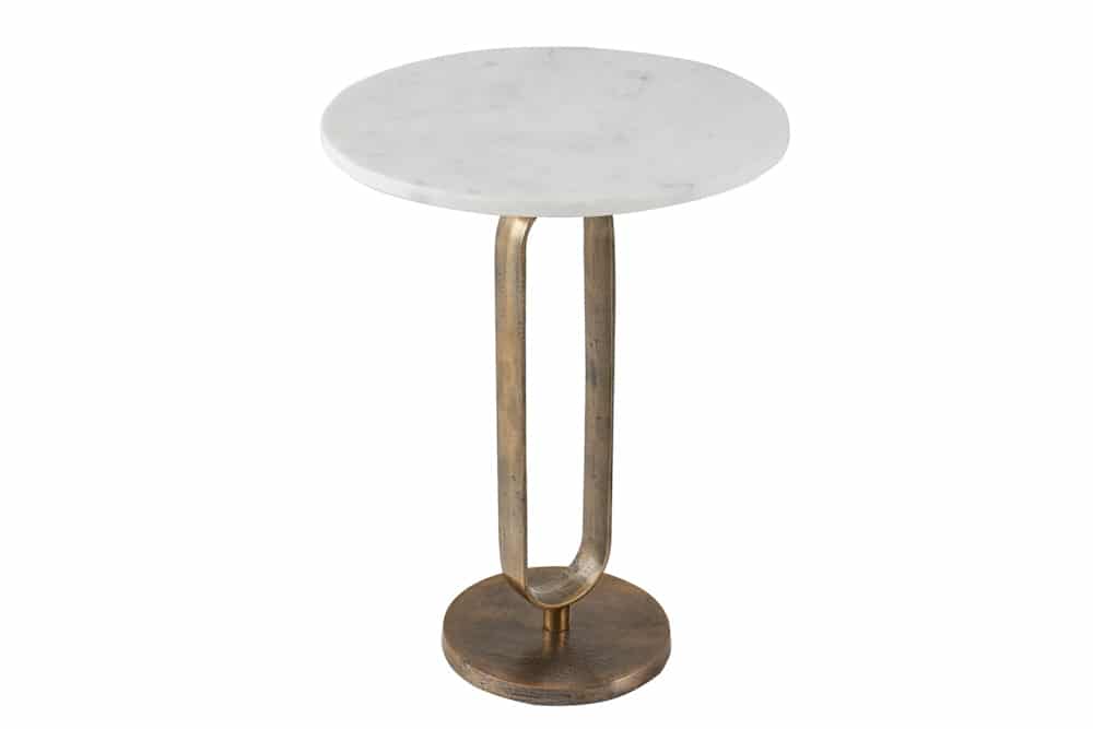 Eleganter Beistelltisch GRACE 60cm Marmor weiss Metall gold-antik