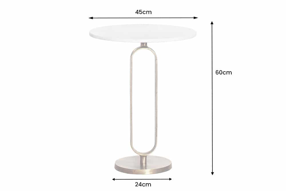 Eleganter Beistelltisch GRACE 60cm Marmor weiss Metall gold-antik