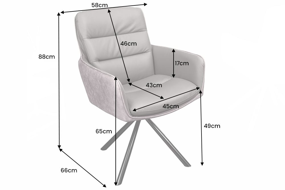 Bequemer Drehstuhl CHARLES III taupe Echtleder Mikrofaser