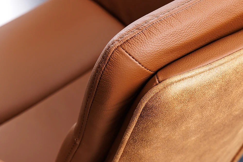 Bequemer Drehstuhl CHARLES III cognac Echtleder Mikrofaser