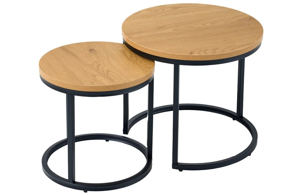 Modernes 2er Set Beistelltisch MARMO 45cm natur Wildeiche-Look