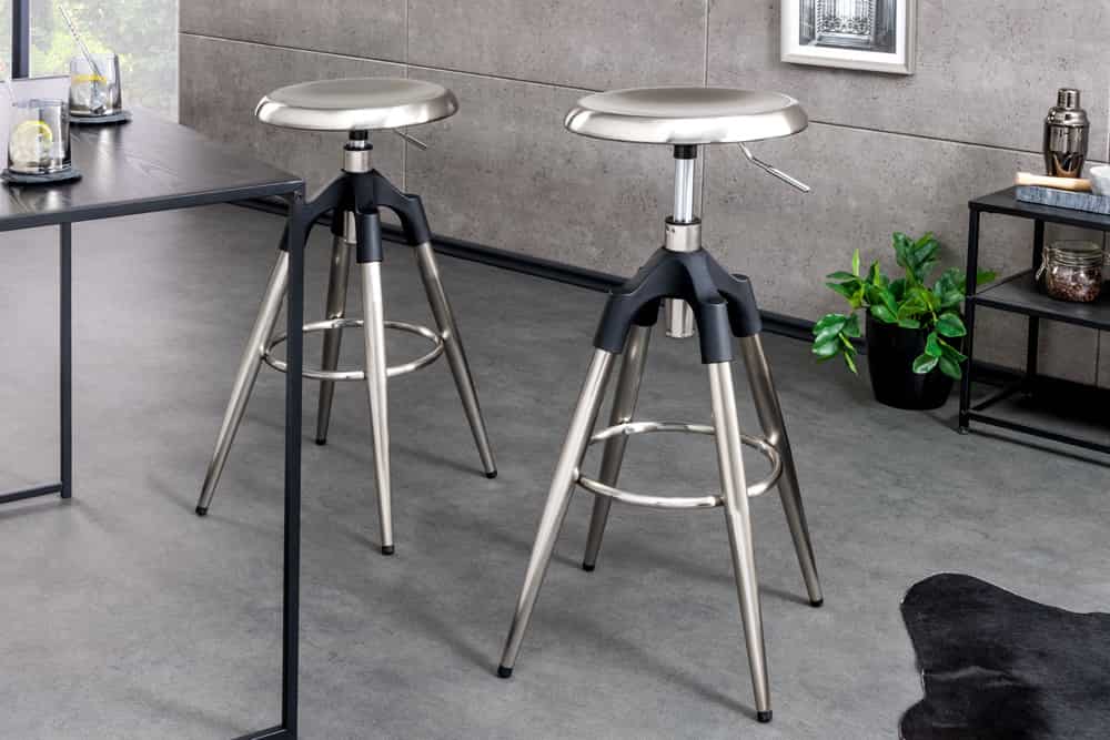 Urbaner Barhocker FABRICA Chrom gebürstet höhenverstellbar Metall
