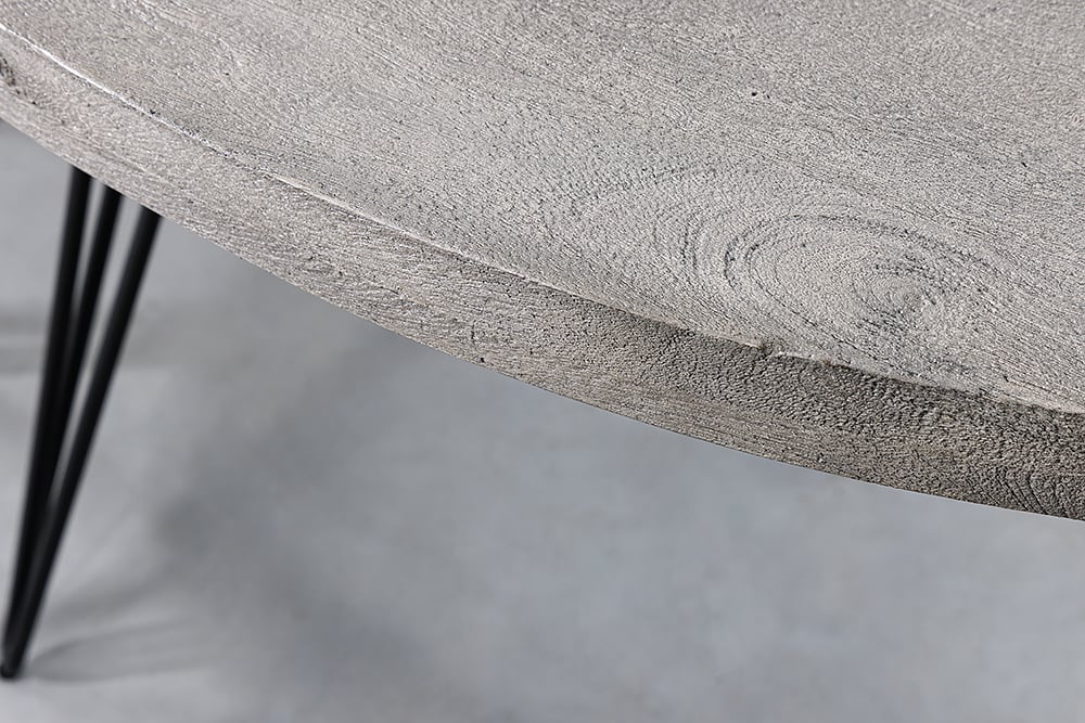 Industrie-Look Esstisch ALINA rund 80cm grau Mango-Holz