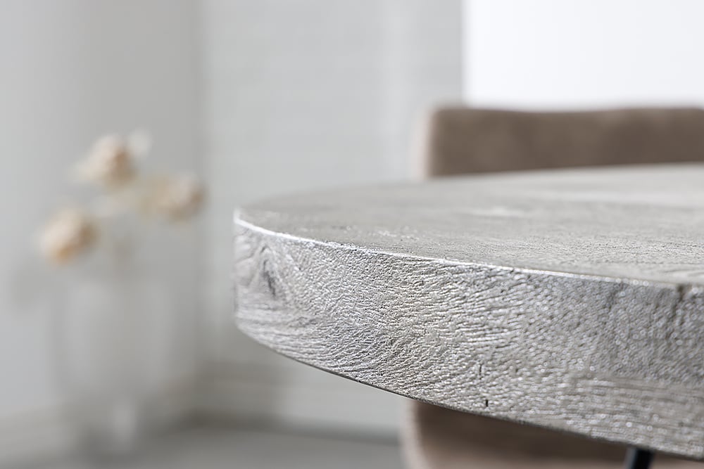 Industrie-Look Esstisch ALINA rund 80cm grau Mango-Holz