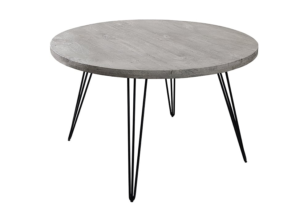 Industrie-Look Esstisch ALINA rund 80cm grau Mango-Holz