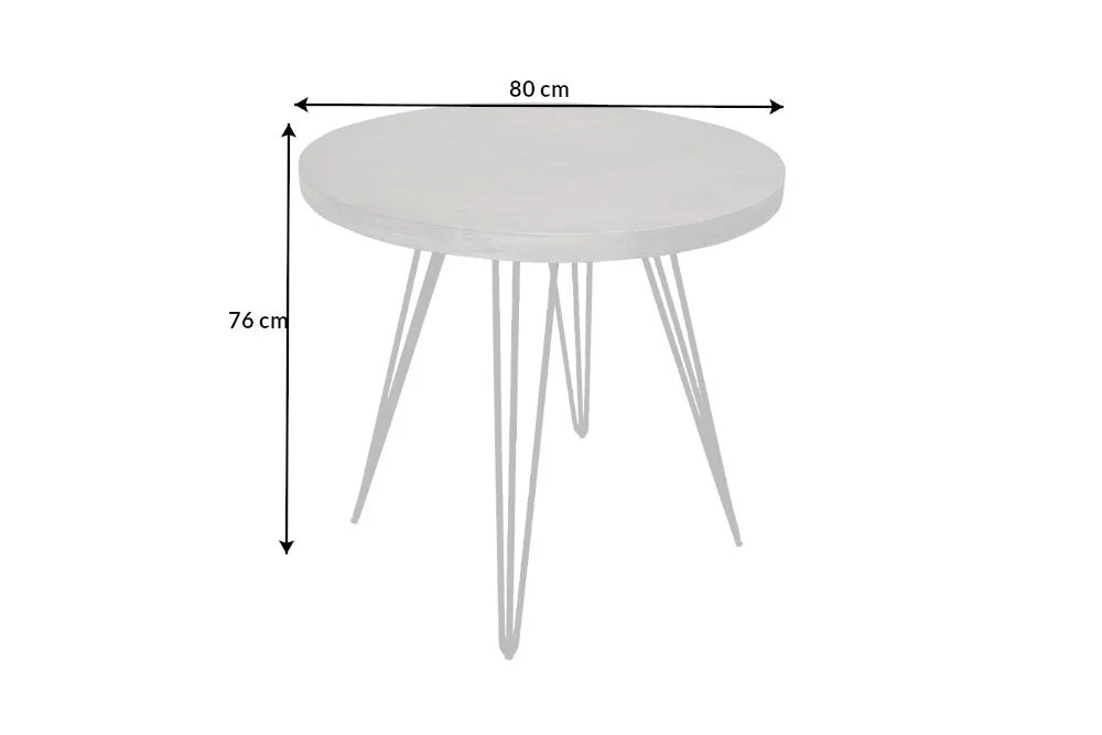 Industrie-Look Esstisch ALINA rund 80cm grau Mango-Holz