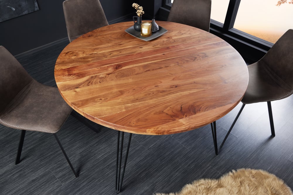 Industrie-Look Esstisch ALINA rund 120cm natural Akazie