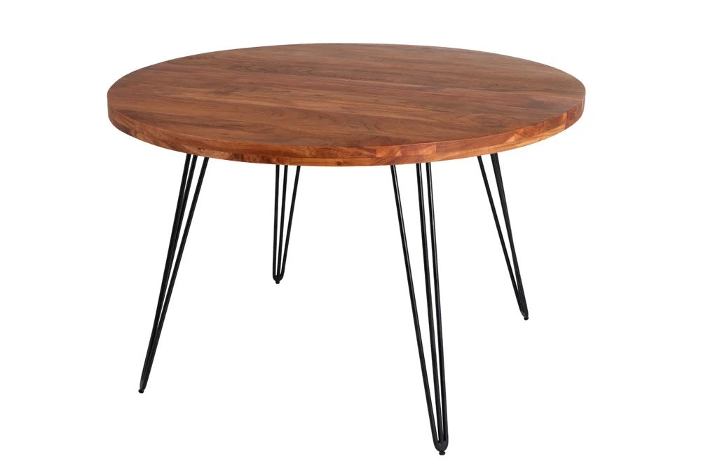 Industrie-Look Esstisch ALINA rund 120cm natural Akazie