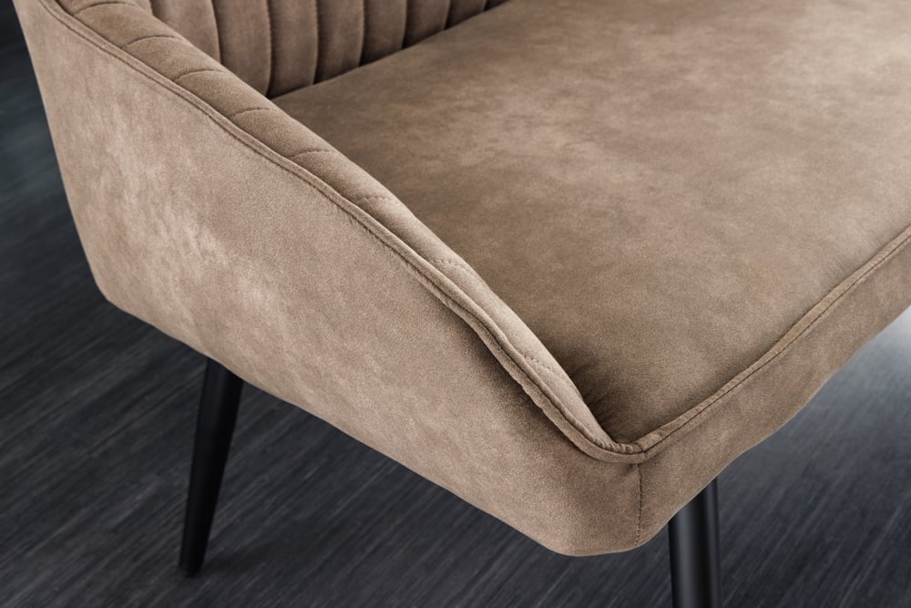 Elegante Sitzbank MILAN ca.160cm Mikrofaser taupe Armlehnen