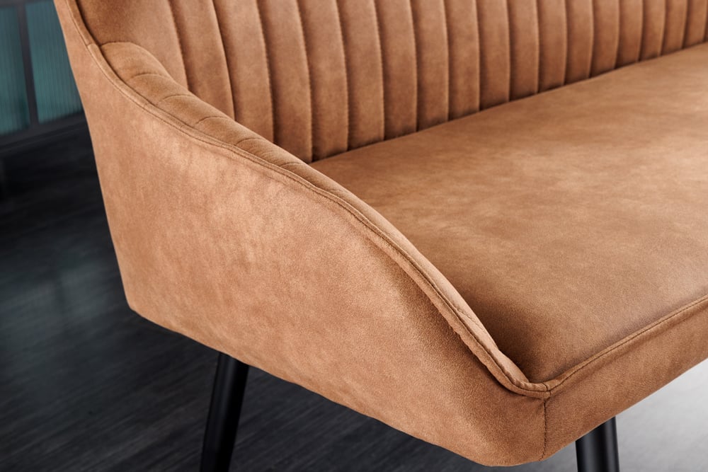 Elegante Sitzbank MILAN ca.160cm Mikrofaser vintage-braun Armlehnen