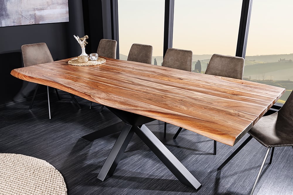 Massiver Esstisch TRONCO 200cm Palisander + Mikado-Gestell