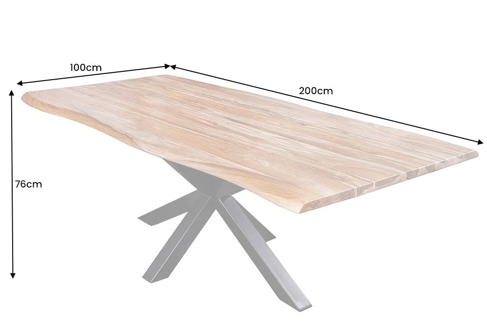 Massiver Esstisch TRONCO 200cm Palisander + Mikado-Gestell