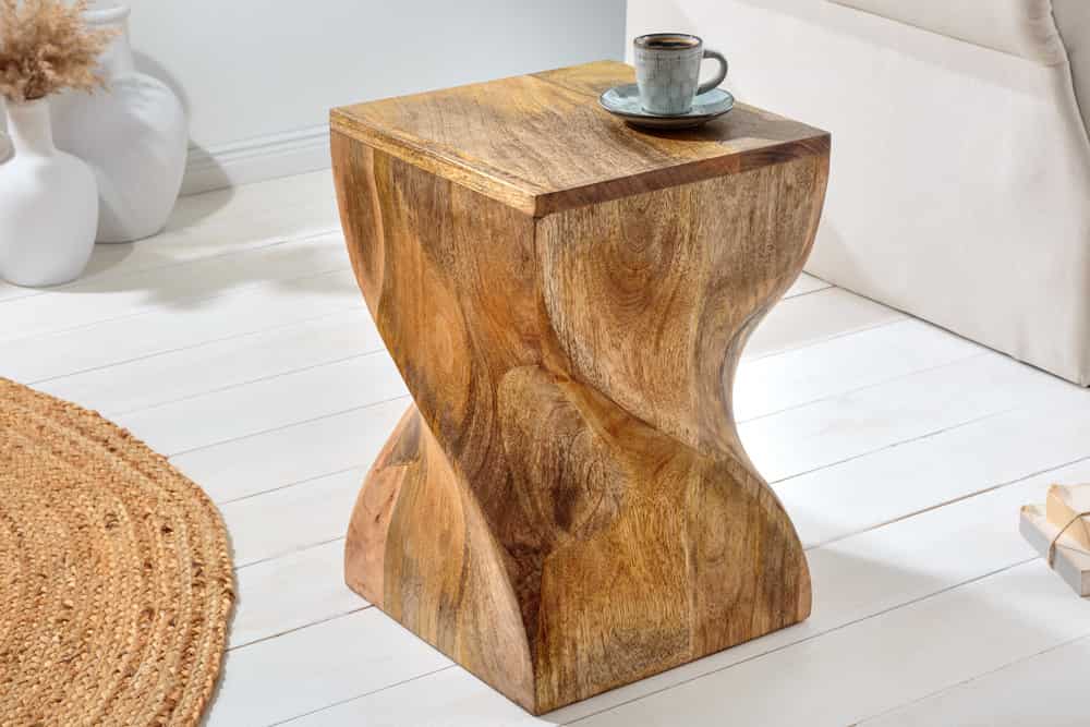 Beistelltisch BELFAST 45cm Mangoholz Hocker natur Handarbeit