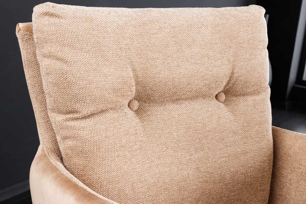 Bequemer Drehstuhl CHARLES II beige Samt Strukturstoff Federkern