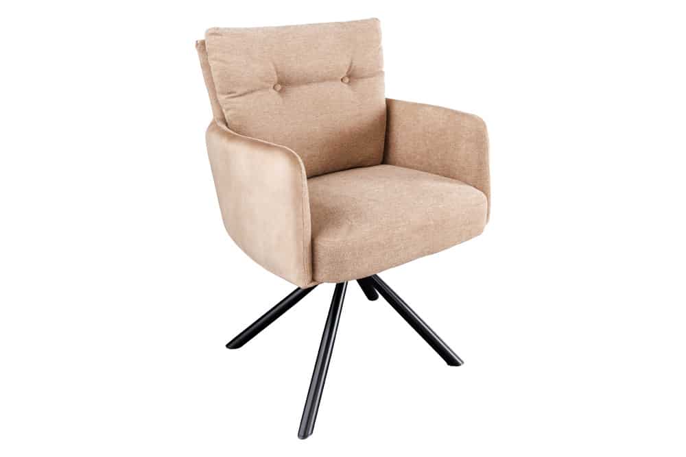 Bequemer Drehstuhl CHARLES II beige Samt Strukturstoff Federkern