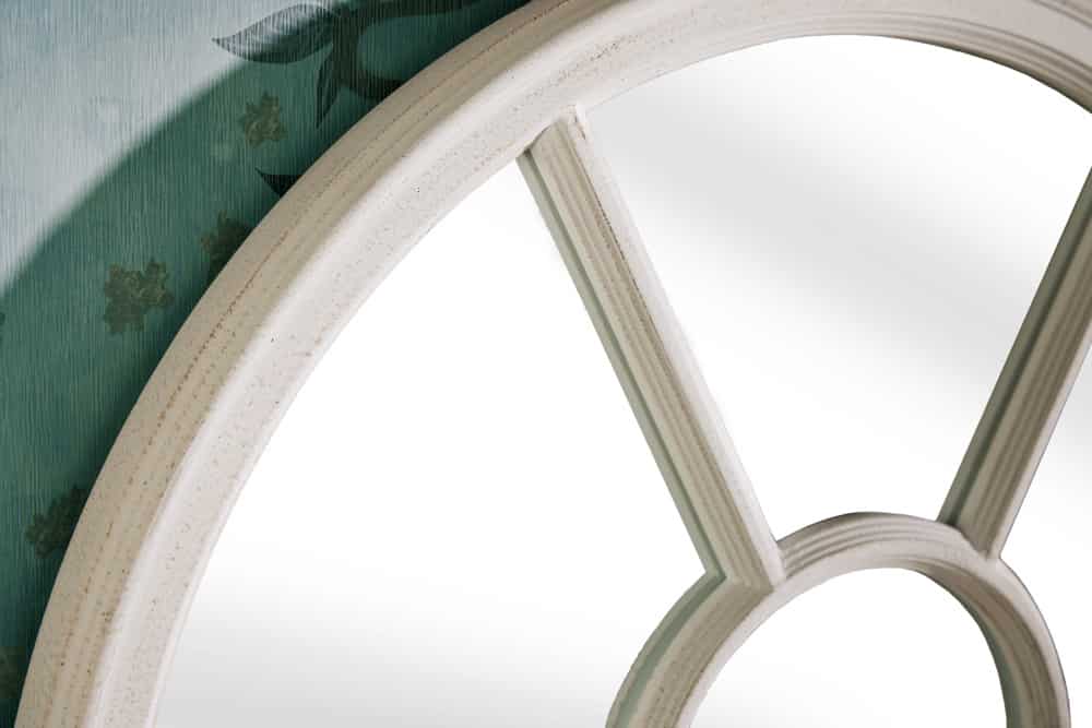 Shabby Chic Rundbogen-Fenster-Spiegel 100cm weiss Landhaus