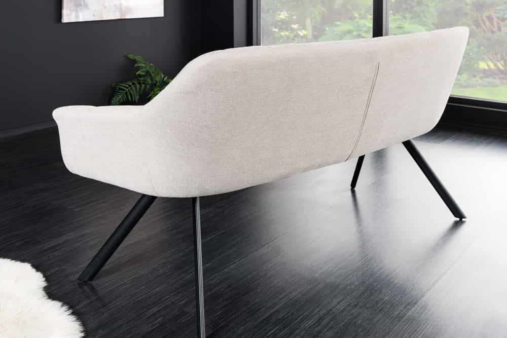 Moderne Sitzbank LYON 165cm mit Lehnen champagner beige