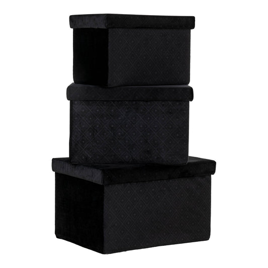 Elegantes 3-tlg. BoxenSet MONACO schwarz Samt