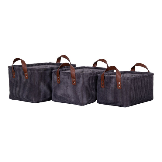 Elegantes 3-tlg. Korb-Set GUSTO grau Cord