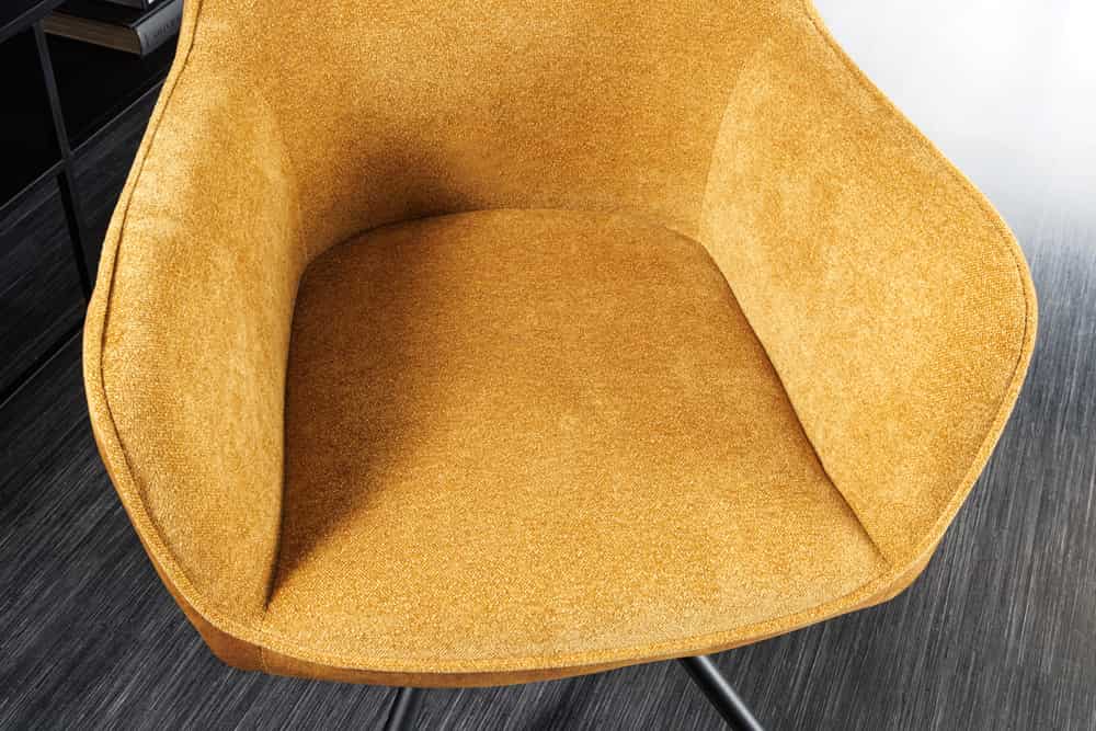 Eleganter Drehstuhl FLORENZ senfgelb Samt Strukturstoff