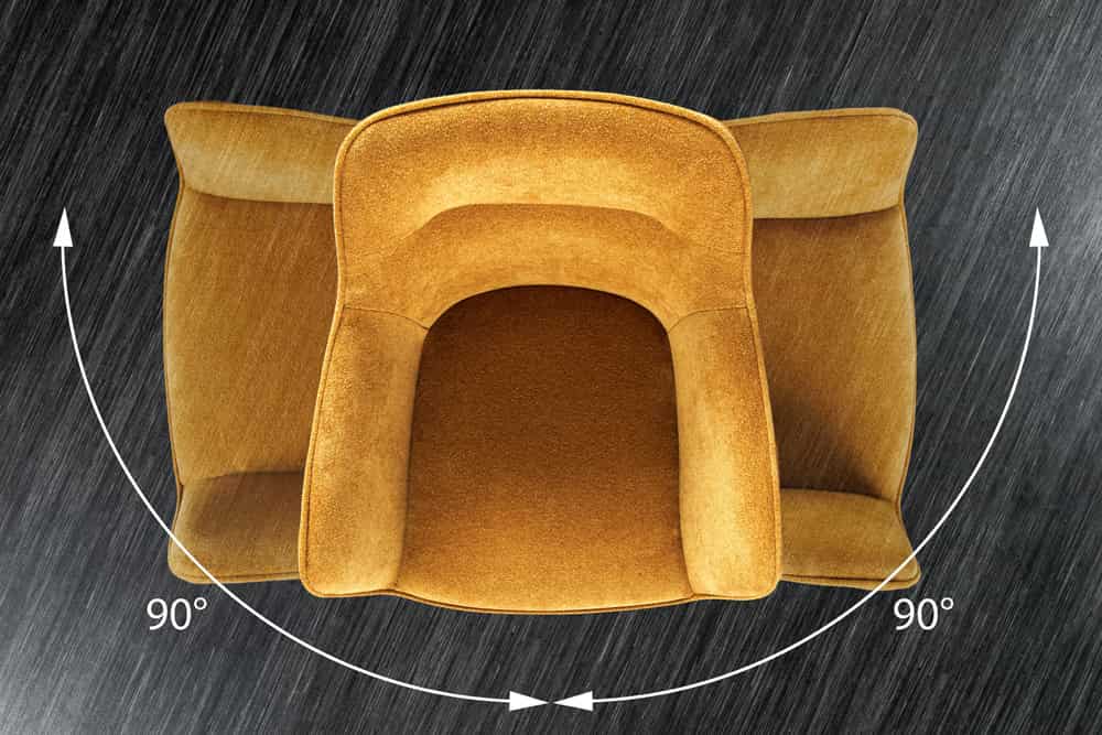 Eleganter Drehstuhl FLORENZ senfgelb Samt Strukturstoff