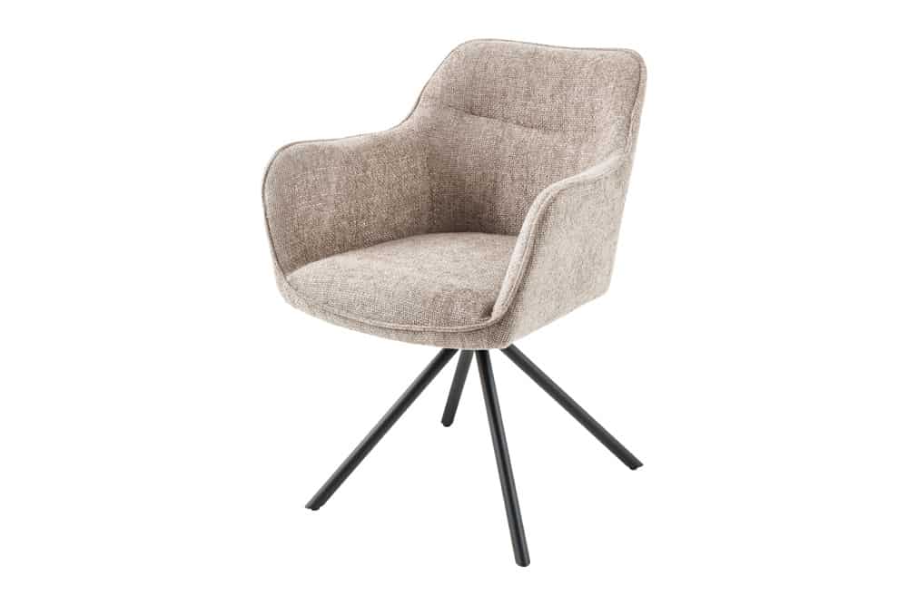 Eleganter Drehstuhl FLORENZ champagner beige Strukturstoff
