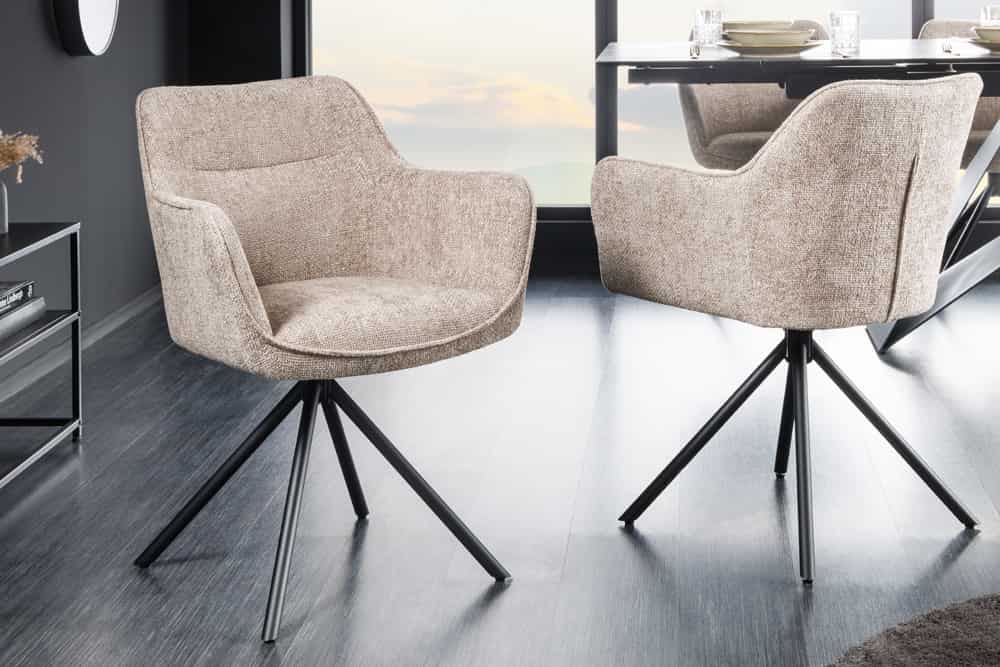 Eleganter Drehstuhl FLORENZ champagner beige Strukturstoff