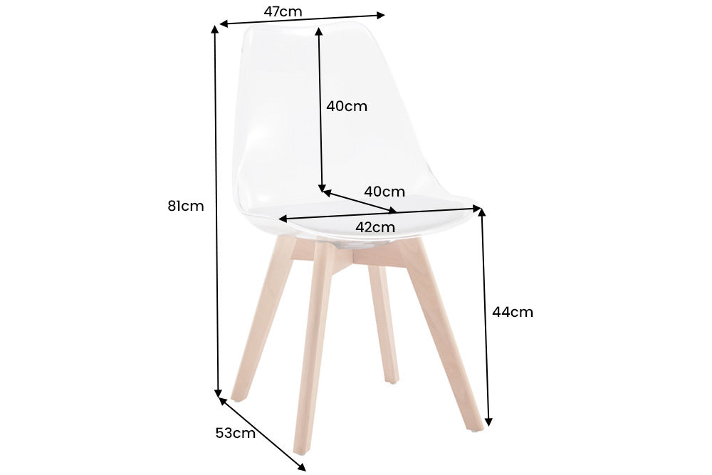 4er Set Design-Klassiker Stuhl NORWAY transparent schwarz Buchenholz