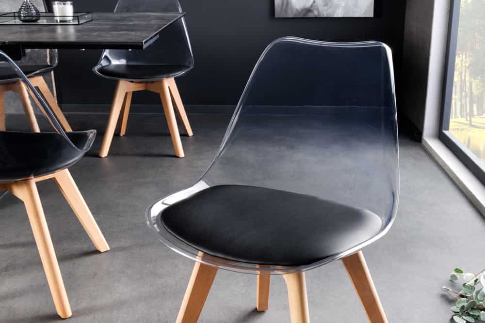 4er Set Design-Klassiker Stuhl NORWAY transparent schwarz Buchenholz