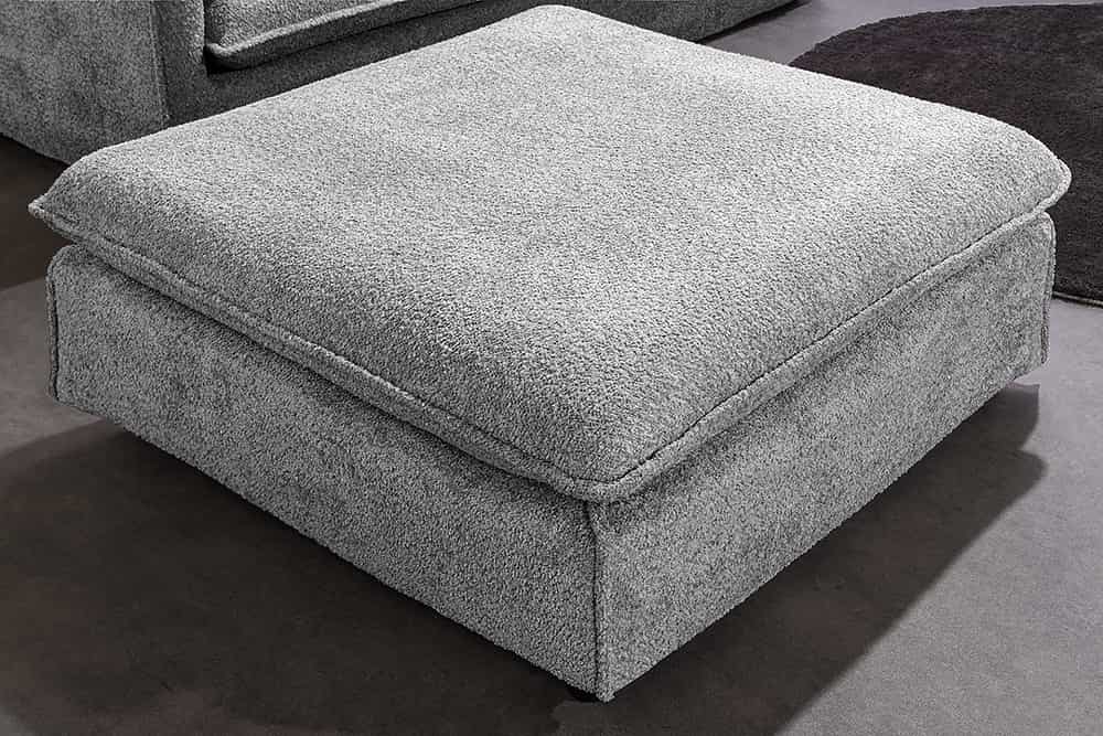 Moderner Hussenhocker PARADISO 100cm Bouclé grau Federkern