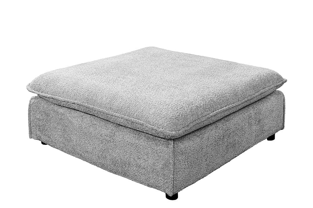 Moderner Hussenhocker PARADISO 100cm Bouclé grau Federkern