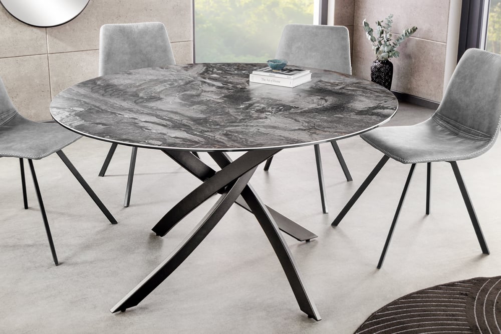 Design Esstisch AMICA 120cm taupe Marmor-Optik Keramik