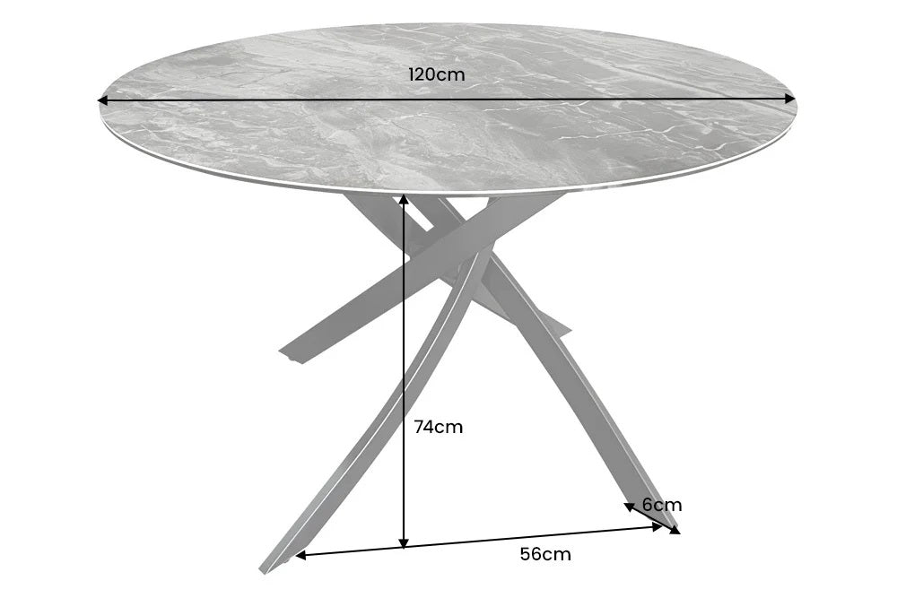 Design Esstisch AMICA 120cm taupe Marmor-Optik Keramik