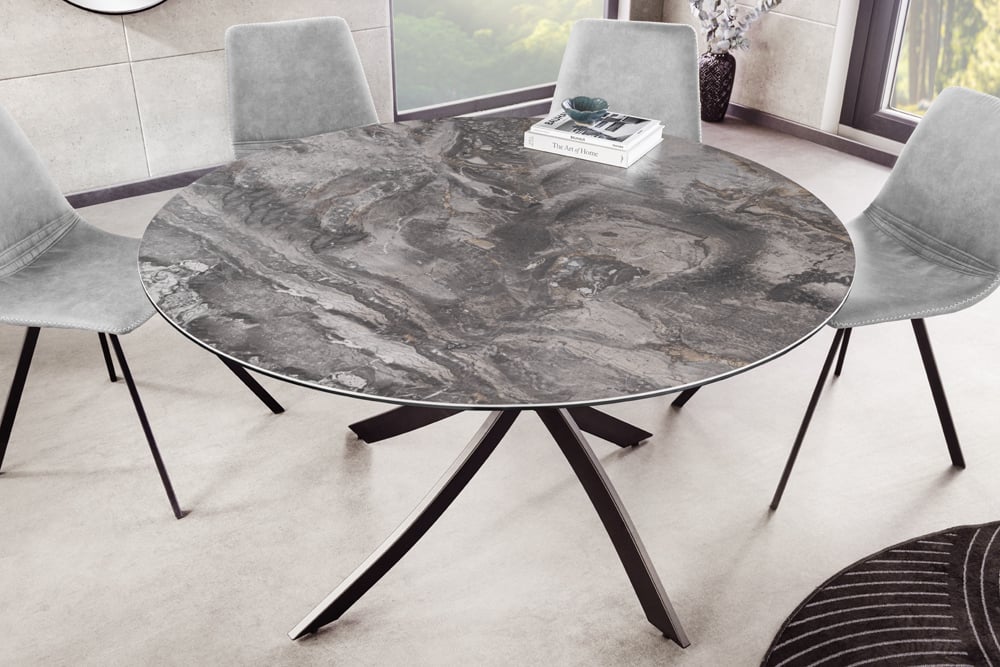 Design Esstisch AMICA 120cm taupe Marmor-Optik Keramik