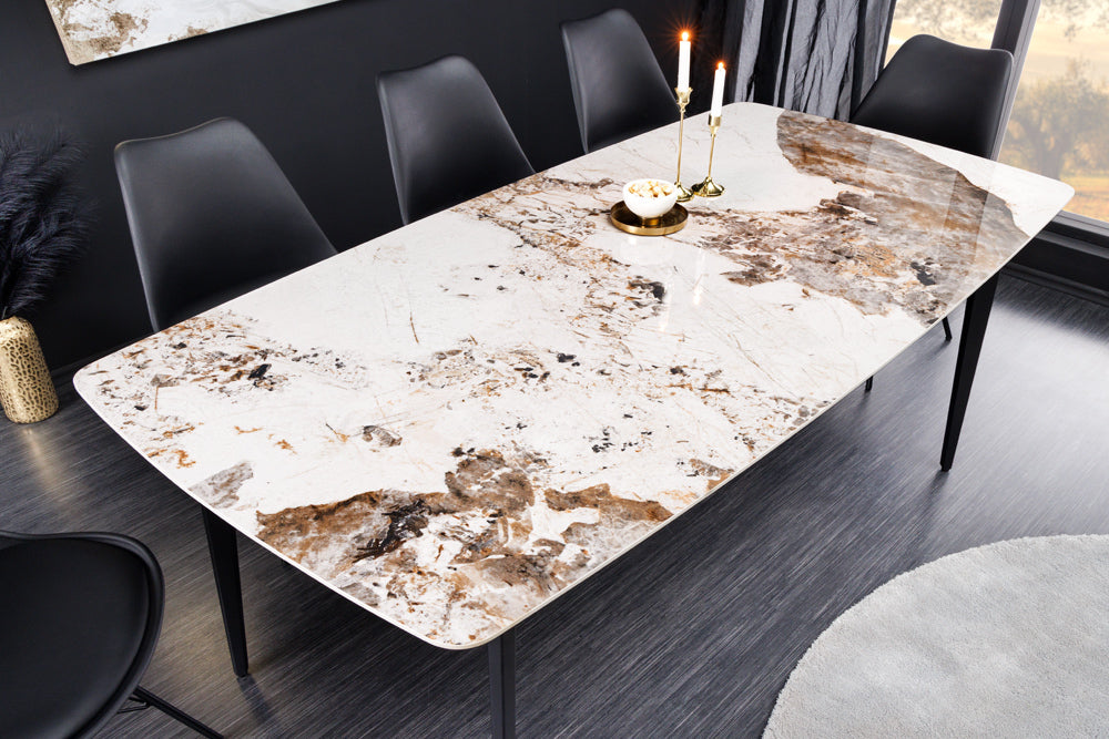 Eleganter Esstisch VENEZIA 180cm weiss Marmor-Optik Keramik