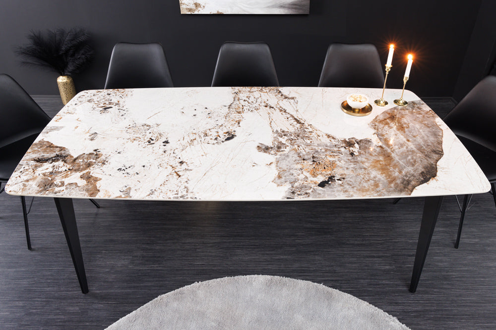 Eleganter Esstisch VENEZIA 180cm weiss Marmor-Optik Keramik