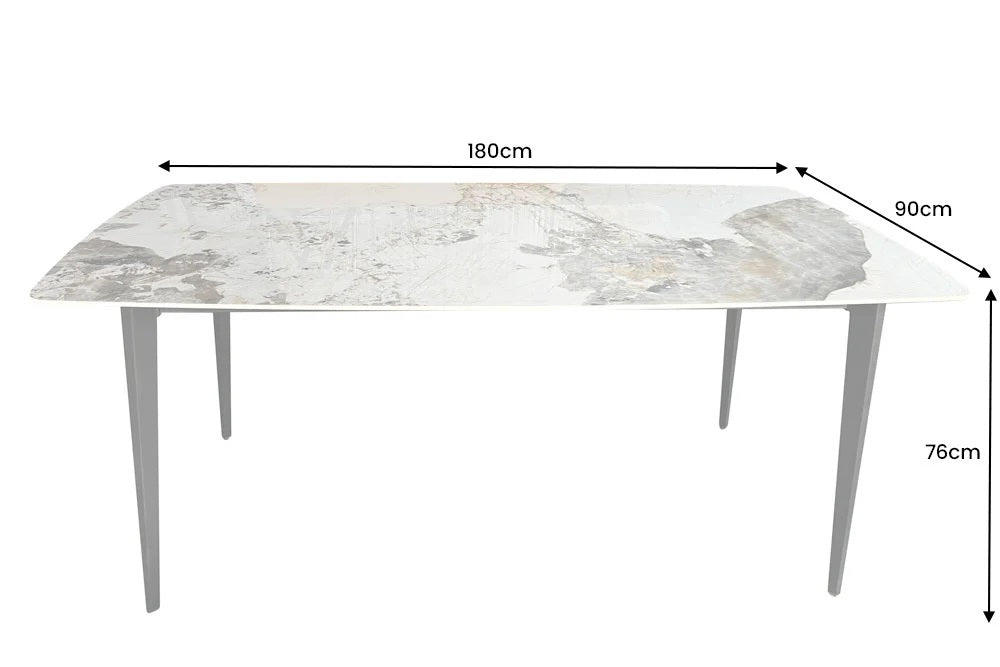 Eleganter Esstisch VENEZIA 180cm weiss Marmor-Optik Keramik