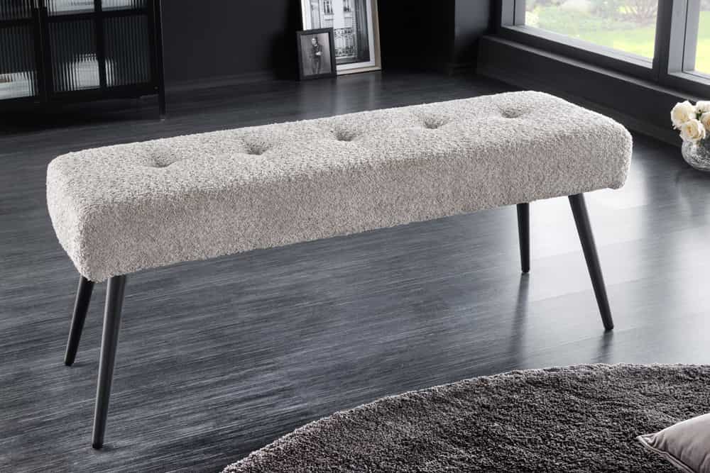 Moderne Sitzbank BELLE 100cm champagner Bouclé Interieur-Tipp
