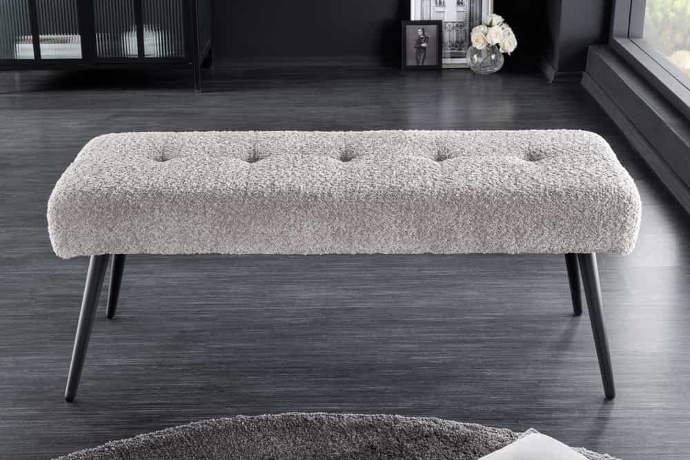Moderne Sitzbank BELLE 100cm champagner Bouclé Interieur-Tipp