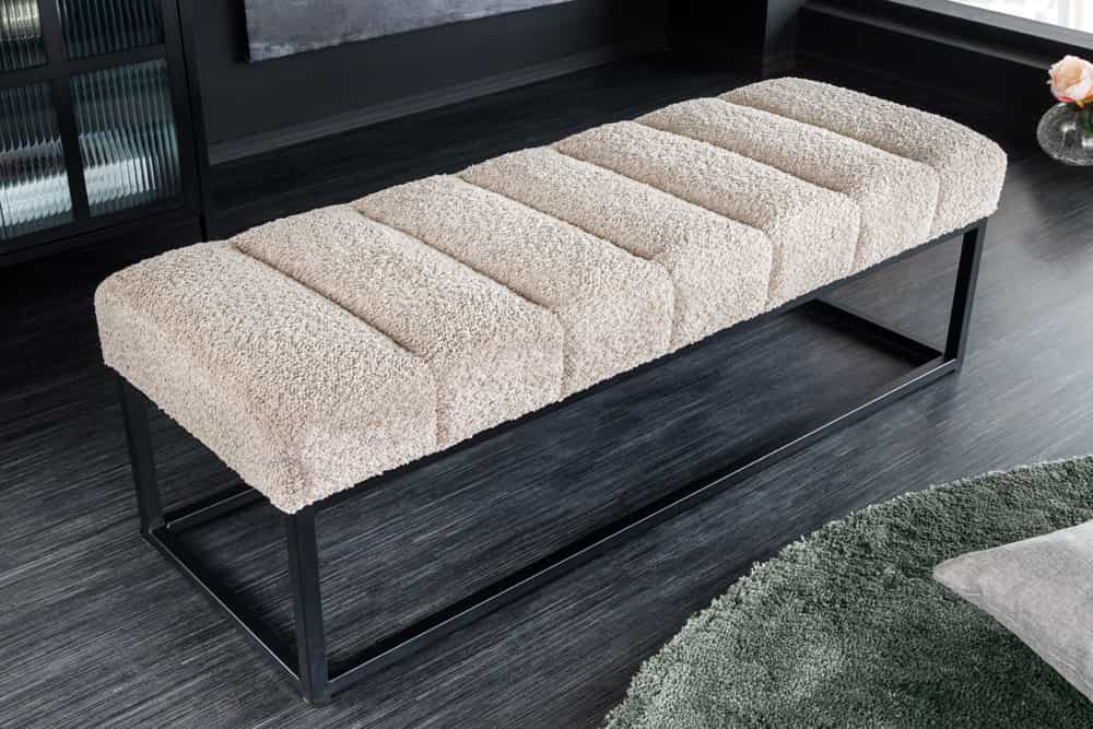 Design Sitzbank BELLE ca.110cm champagner Bouclé Interieur-Tipp