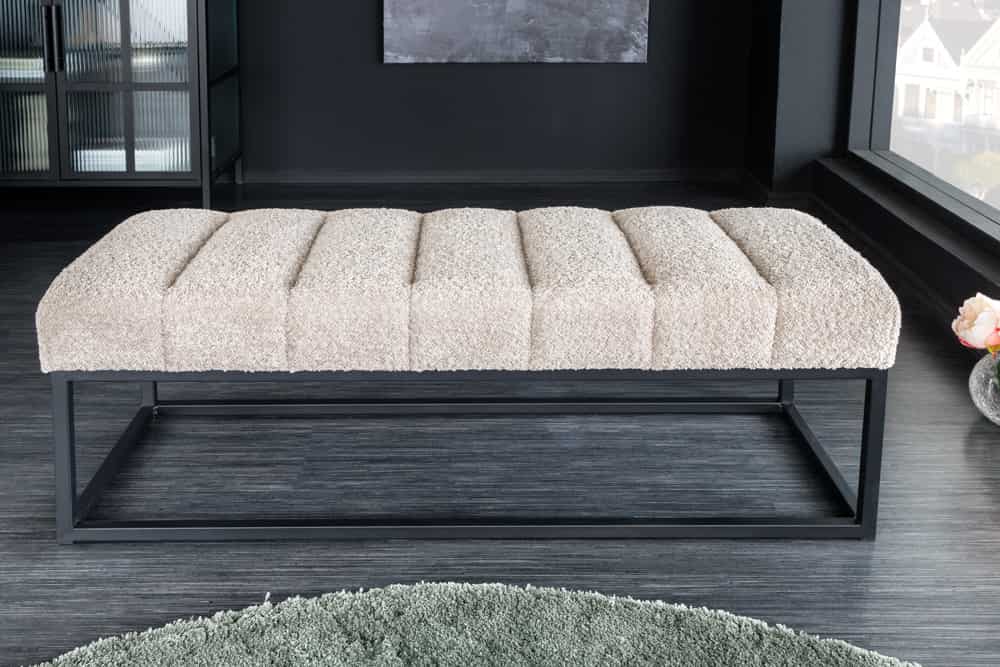 Design Sitzbank BELLE ca.110cm champagner Bouclé Interieur-Tipp