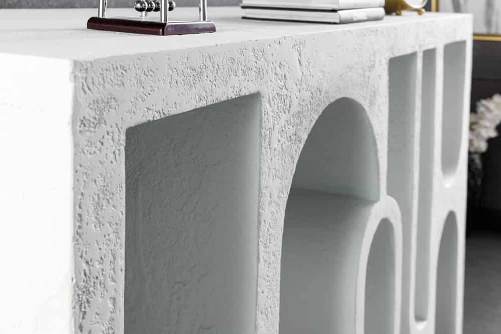 Design Konsolentisch ARCO 120cm weiss Beton abstrakte Optik